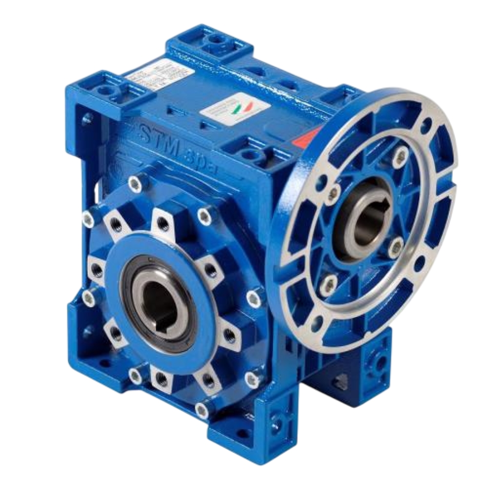 Gear motor (Electric motor NERI MOTORI MR 71C4 0. 55kWx1500rpm B14+Worm gear STM U50 M1 1/40 B14 Ø25) Color: sandblasted aluminum (colorless)